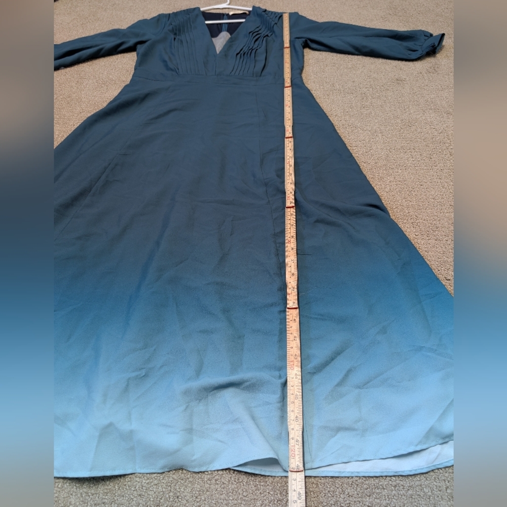 Wayward Fancies eShakti Womens Blue Ombre Pleat Midi Dress L Fairy Dark Romantic - Picture 10 of 12